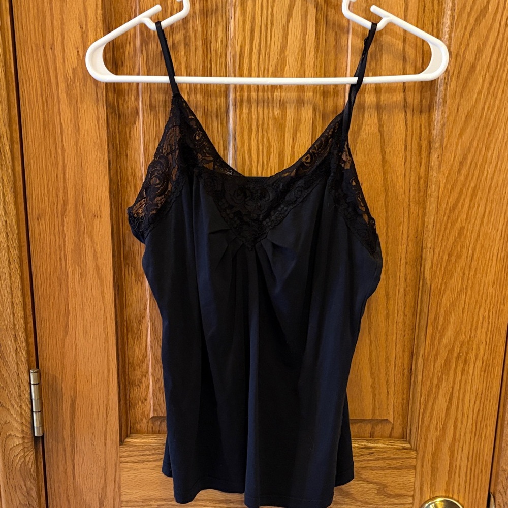 Black Lace Trim Camisole with Adjustable Straps